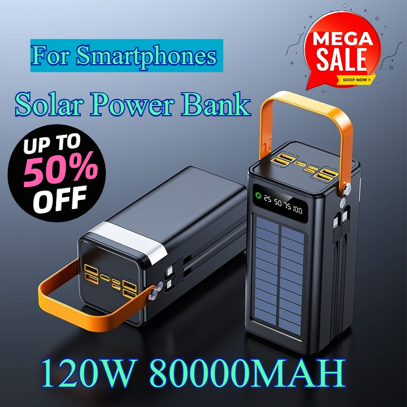 Usb Charger Dynamo - Power Bank Tenaga Surya 80000mAh 120W