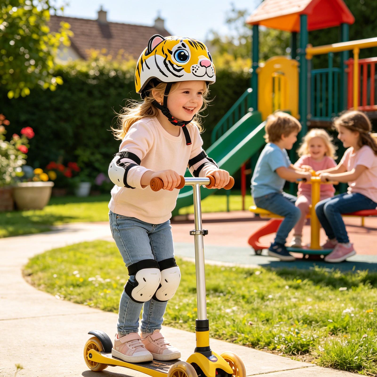 Cycling Commute Gear - Helm Anak Pola Harimau Perlengkapan Keselamatan