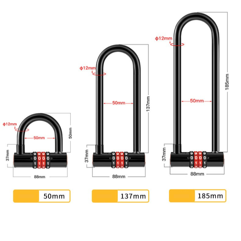 185mm/173mm/50mm Gembok U Bent - U Lock Heavy Duty ulasan dan harga