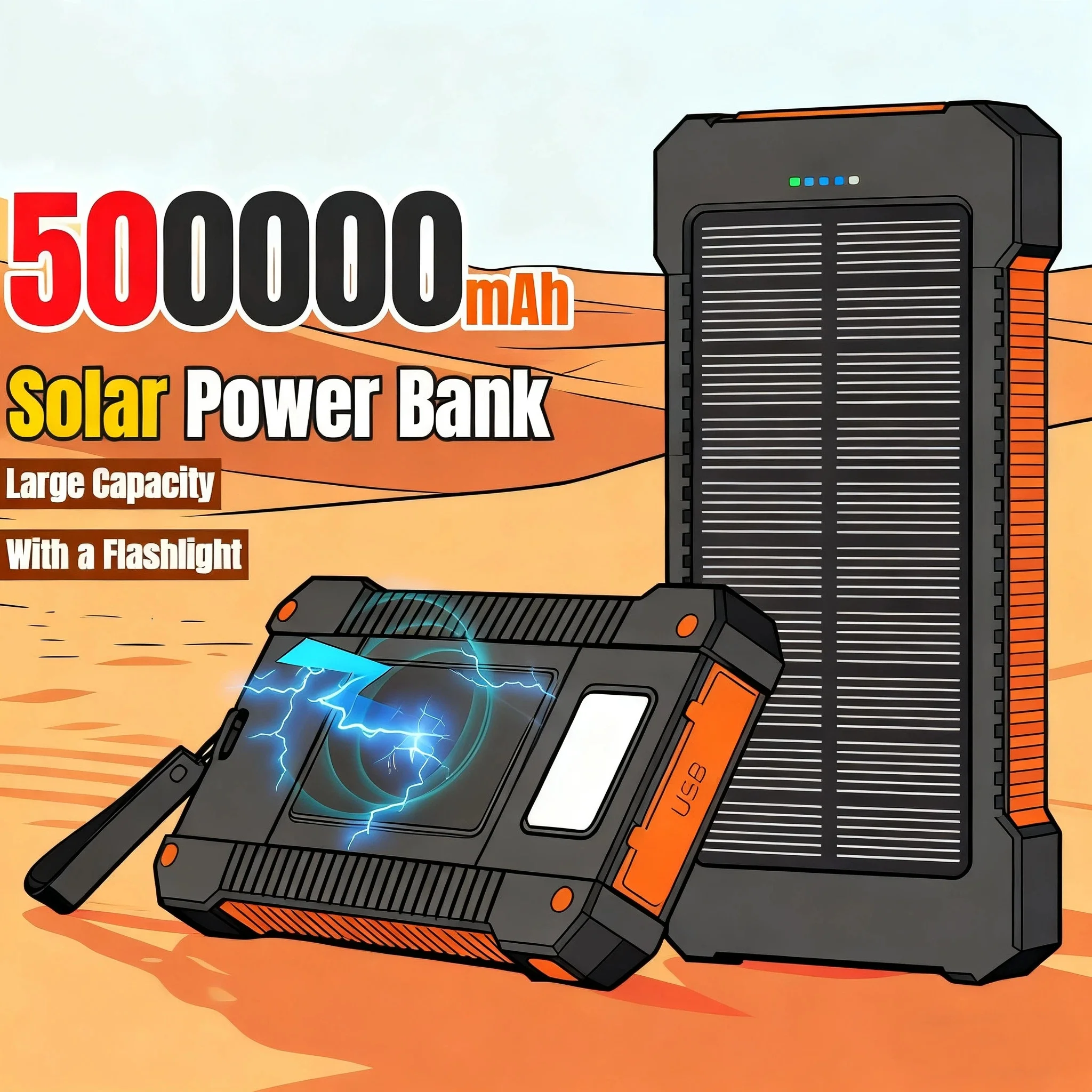 Bank Daya Tenaga Surya 500000m - Usb Charger Dynamo ulasan dan harga